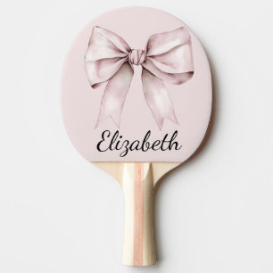 Aesthetic coquette pink bow Personalized Name Ping Pong Paddle