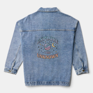 Aesthetic Cosmic Typography Design Denim Jacket