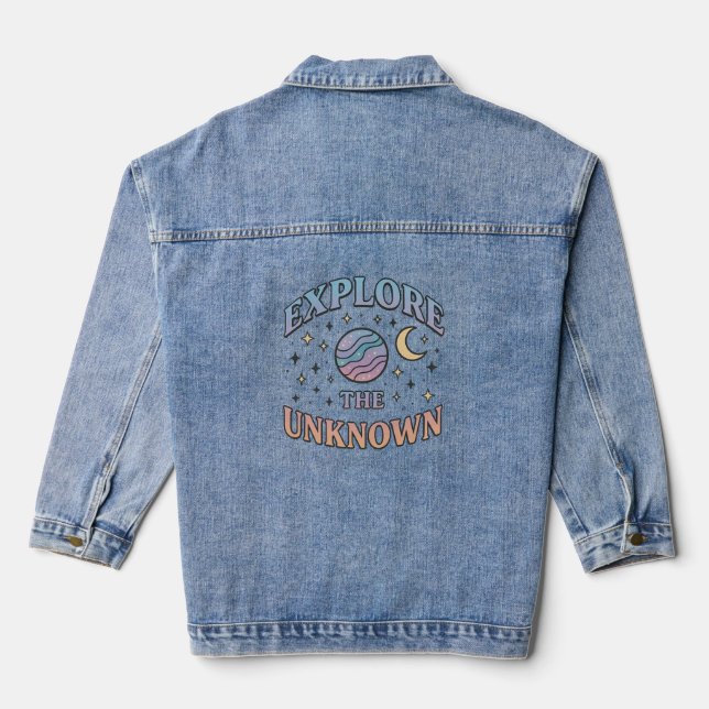 Aesthetic Cosmic Typography Design Denim Jacket (Back)