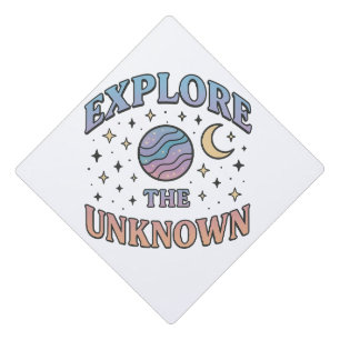 Aesthetic Cosmic Typography Design Graduation Cap Topper