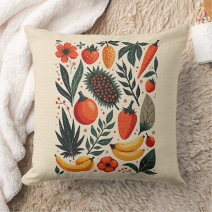 Aesthetic Cottagecore Botanical Fruit Decor Throw Pillow