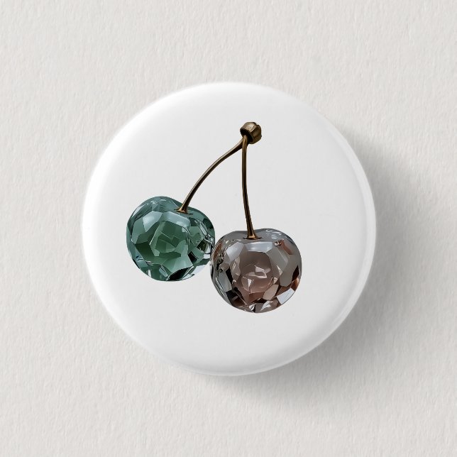 Aesthetic Crystal Gemstone Cherry Pinback Button (Front)