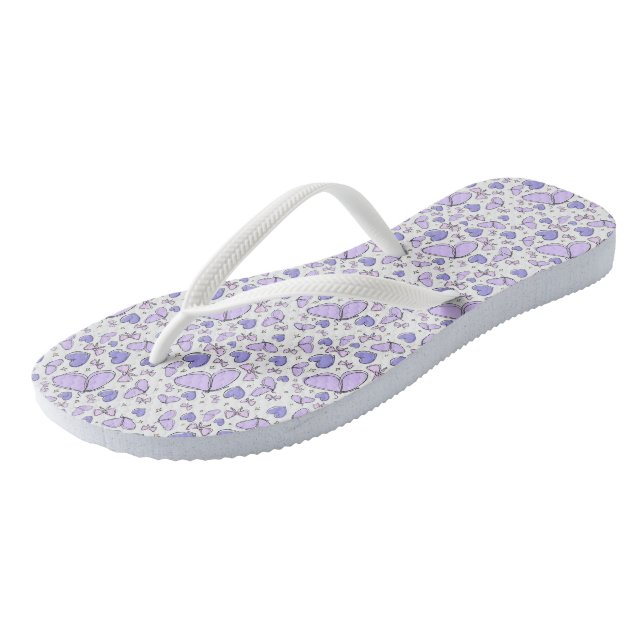 Aesthetic Cute Violet Butterfly  Flip Flops (Angled)