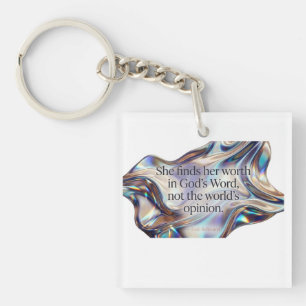 Aesthetic Cute; Worth In Gods Word Christian Gift Keychain