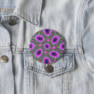 Aesthetic Daisy Pattern 3 Inch Round Button