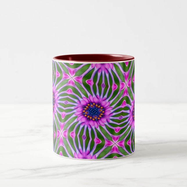 Aesthetic Daisy Pattern Two-Tone Coffee Mug (Center)