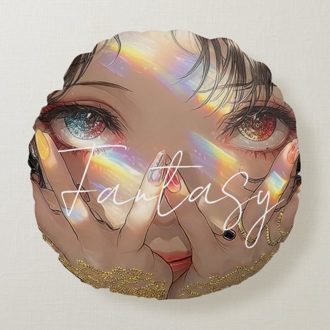 Aesthetic / Dark Fantasy Girl Round Pillow (Front)