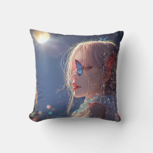Aesthetic / Dark Fantasy Girl Throw Pillow
