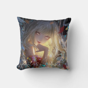 Aesthetic / Dark Fantasy Girl Throw Pillow