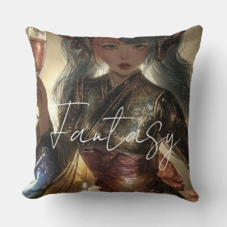 Aesthetic / Dark Fantasy Girl Throw Pillow