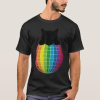 Aesthetic Disco Ball Rainbow Black Cat Disco Cat