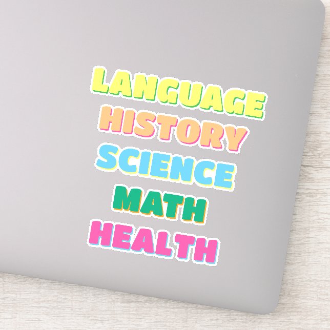 Aesthetic Drop Shadow School Subject Stickers (Detail)