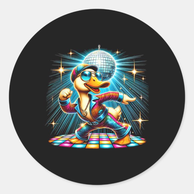 Aesthetic Duck Disco Dancer  Classic Round Sticker (Front)