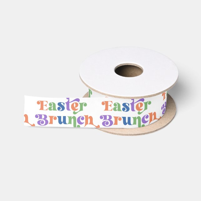 Aesthetic Easter Bruch Retro Typography Satin Ribbon (Spool)