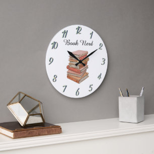 Aesthetic Elegant Book Nerd Gift Minimal Stylish Large Clock