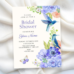 Aesthetic elegant floral bloom bird bridal shower invitation