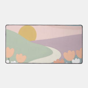 Aesthetic Ethereal Pastel Floral Desk Mat