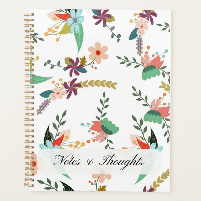 Aesthetic Fall Floral Pattern Custom Name Planner (Front)