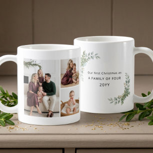 Aesthetic Family of Four First Christmas Photo Coffee Mug
