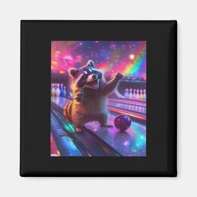 Aesthetic Fantasycore Raccoon Bowling Funny  Magnet (Front)