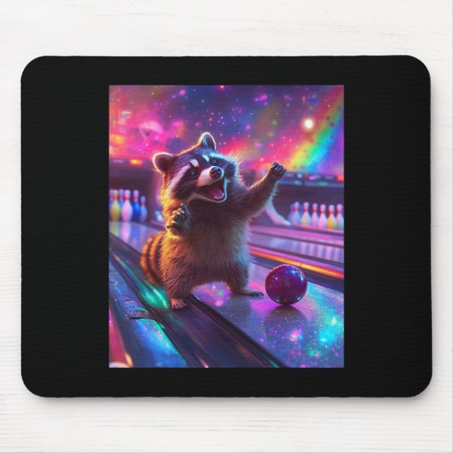 Aesthetic Fantasycore Raccoon Bowling Funny  Mouse Pad (Front)