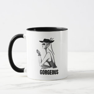 Aesthetic Fashion Girl Mug Black & White Gorgeou
