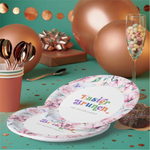 Aesthetic Fflowers Easter Brunch Retro Typography Paper Plate