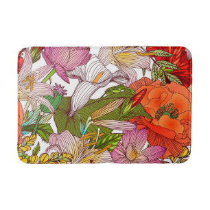 Aesthetic floral  bath mat