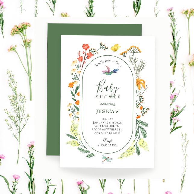 Aesthetic floral bird baby shower invitation (Creator Uploaded)