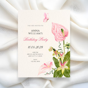 Aesthetic floral bloom birthday invitation