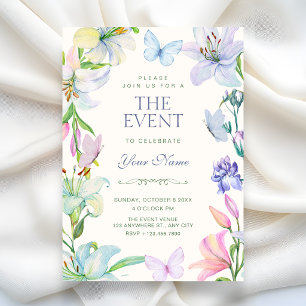 Aesthetic Floral butterflies Invitation