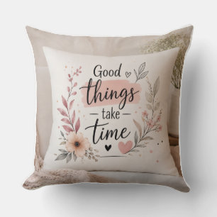 Aesthetic Floral Cotton Throw Pillow