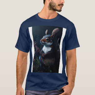 Aesthetic Floral Cute Squirrel Playing Banjo T-Shirt