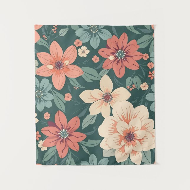 Aesthetic Floral Design Tapestry (Front)