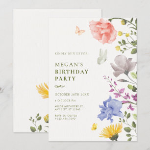Aesthetic floral garden birthday invitation