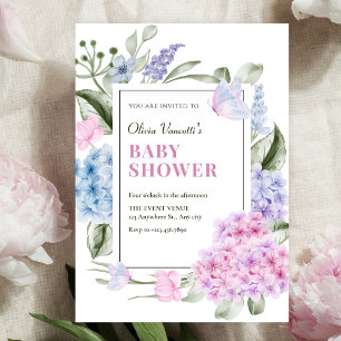 Aesthetic Floral hydrangea baby shower Invitation