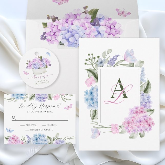 Aesthetic Floral hydrangea wedding Invitation (Creator Uploaded)
