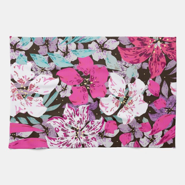 Aesthetic floral  kitchen towel (Horizontal)