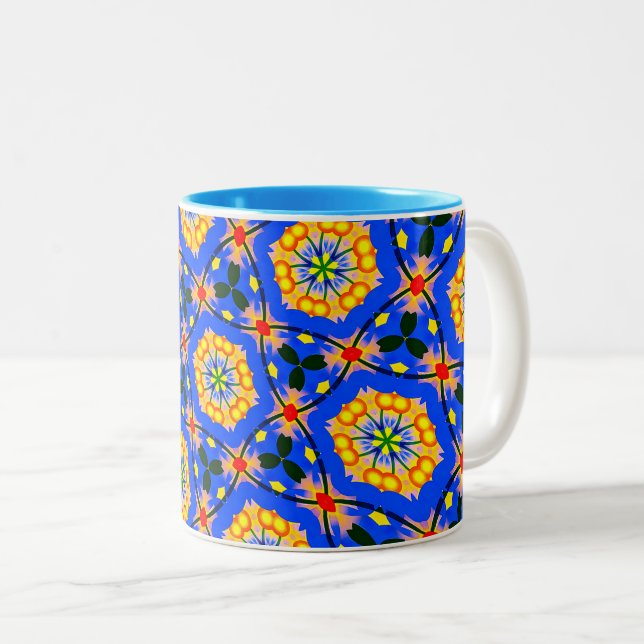 Aesthetic Floral Pattern Two-Tone Coffee Mug (Front Right)