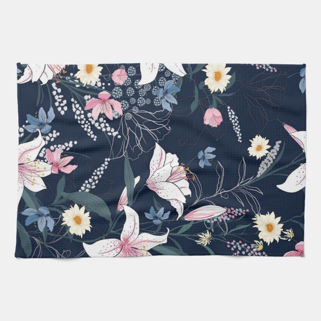 Aesthetic Floral seamless pattern   Kitchen Towel (Horizontal)