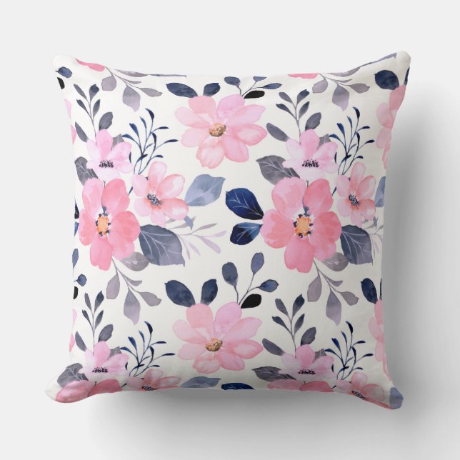 Aesthetic Floral Throw Pillow (Front)