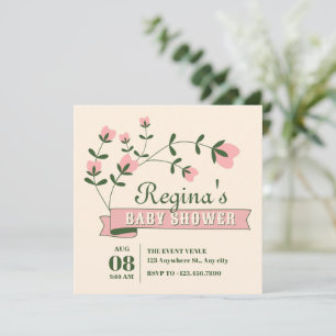 Aesthetic flower baby shower invitation