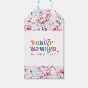 Aesthetic Flowers Easter Brunch Retro Typography Gift Tags