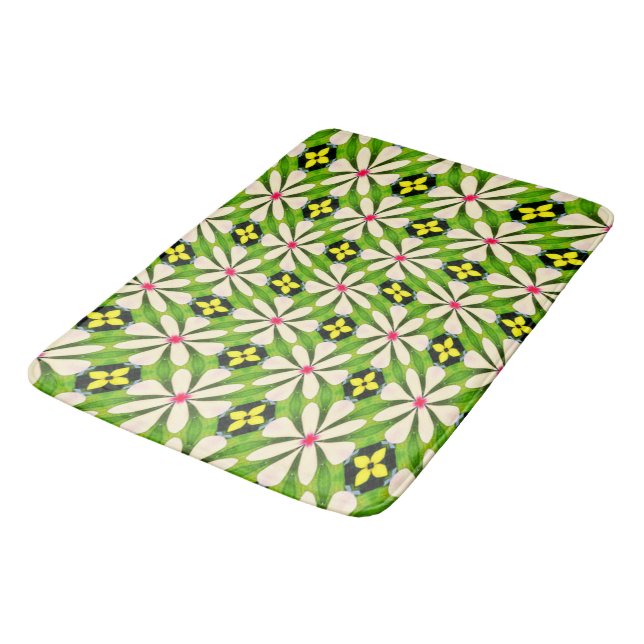 Aesthetic Flowers Pattern Bath Mat (Angled)