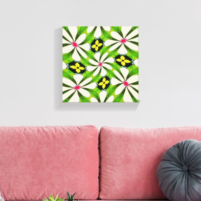 Aesthetic Flowers Pattern Canvas Print (Insitu(LivingRoom))