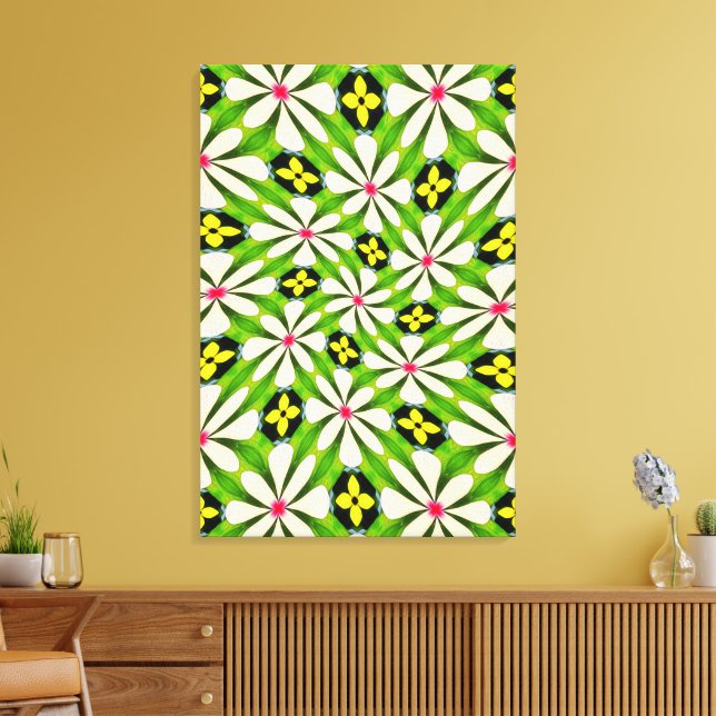 Aesthetic Flowers Pattern Canvas Print (Insitu(LivingRoom))