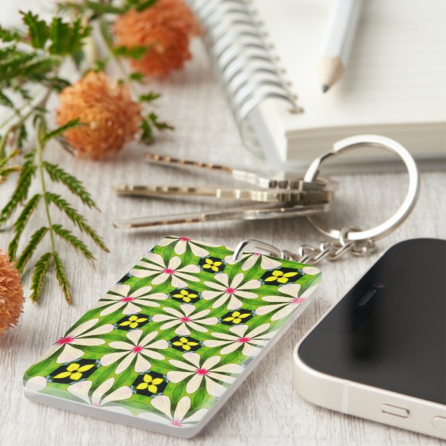 Aesthetic Flowers Pattern Keychain (Front Right)