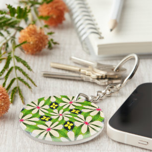 Aesthetic Flowers Pattern Keychain