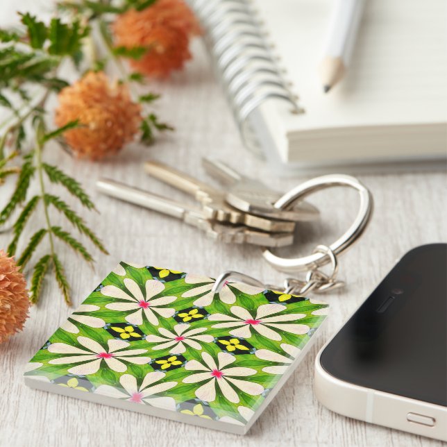 Aesthetic Flowers Pattern Keychain (Front Right)