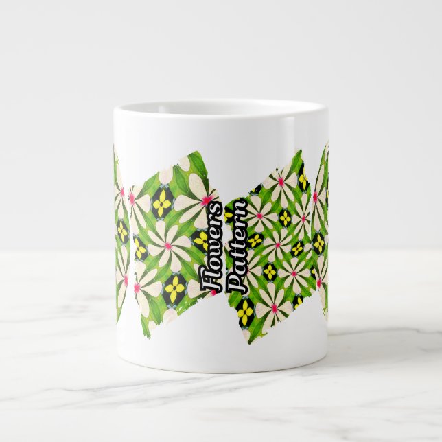 Aesthetic Flowers Pattern Large Coffee Mug (Front)